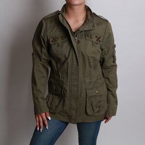 Limited Collection UK Military Green Jacket Sz 10 Pockets Zipper